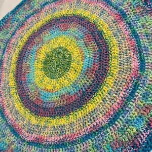 Colorful Handmade Crochet Rug 32” wide